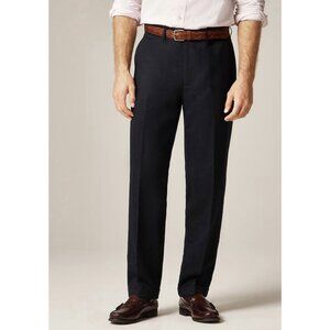 J. Crew Mens Wool Dress Pants Reg.Fit Flat Front Black 33x30 Tailored Trousers